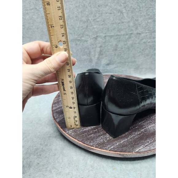 Etienne Aegner Manzoni Womens Black Croc-Embossed Leather Heels Size 8 - Picture 7 of 16